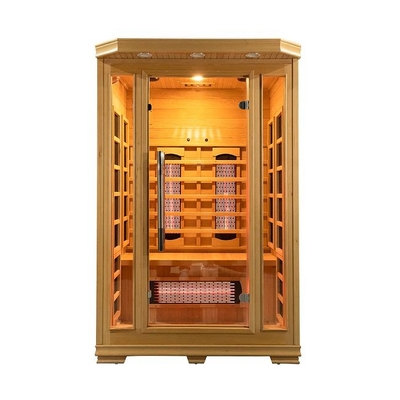 나무로 된 실내 1750W 2 사람 적외선 사우나 낮은 EMF